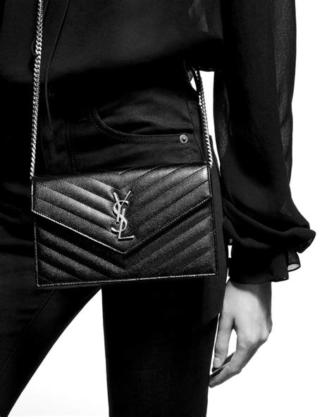 ysl 393953|Saint Laurent Grain De Poudre Embossed Leather Envelope.